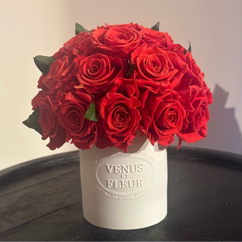 Venus et Fleur Porcelain Vase with red roses